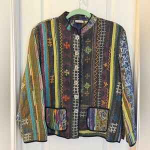 Chico's Multicolor Striped Quilted Jacket